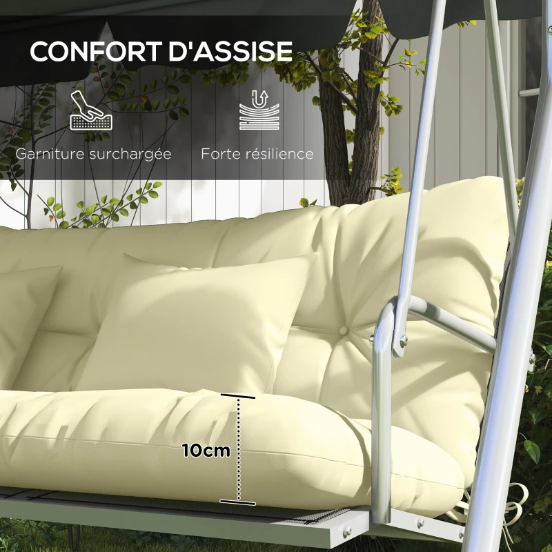 Outsunny Ensemble de 4 coussins d'extérieur pour balancelle de jardin, 1 coussin d'assise coussins de dossier et 2 oreillers