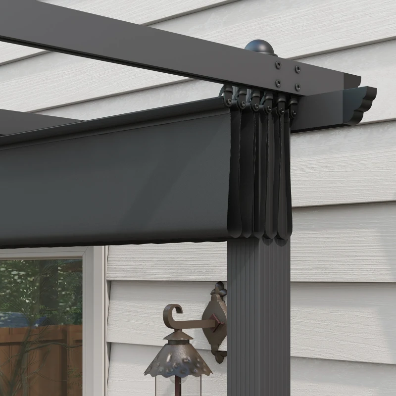 Outsunny 3 x 4m Aluminium Pergola, with Retractable Roof - Dark Grey