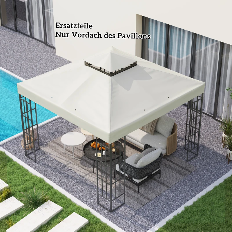 Outsunny 3 x 3 m Ersatzdach für Pavillon, Pavillon-Ersatzplane mit Wasserablauf-Löchern, UPF30+, Sonnenschutz, Hellgrau