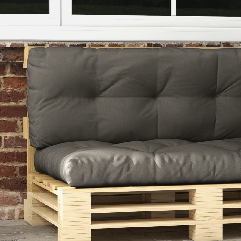 Outsunny Set 3 Cuscini da Giardino per Divani e Pallet in Poliestere con Imbottitura Spessa, Grigio Carbone