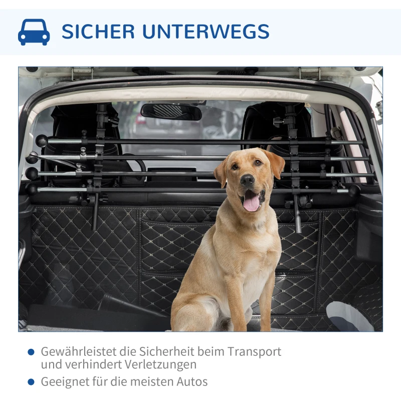 Aosom Hunde-Autotrennwand Höhen- und Breitenverstellbar Stahl + ABS Schwarz