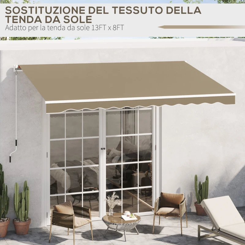 Outsunny Telo di Ricambio per Tenda a Bracci in Poliestere Anti UV da 4x2.5m, Beige