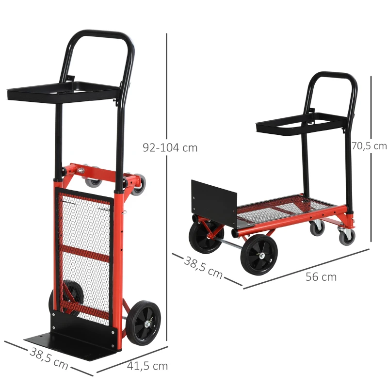 HOMCOM Chariot-Poubelle Chariot de Nettoyage Chariot de Transport Manutention Cadre en Métal 56 x 38,5 x 70,5 cm Noir Orange