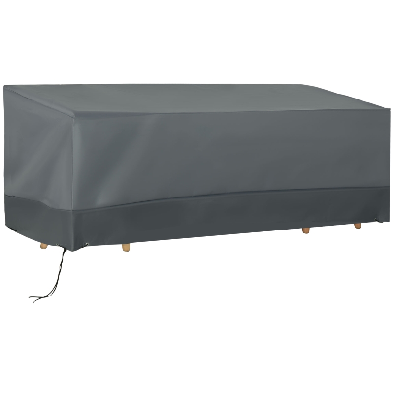 Outsunny Funda Protectora para Muebles de Jardín Tela Oxford 600D Impermeable Cubierta de Muebles de Mesas Sillas Sofás Exterior con Cordón y Hebilla 190,5x72x76 cm Gris