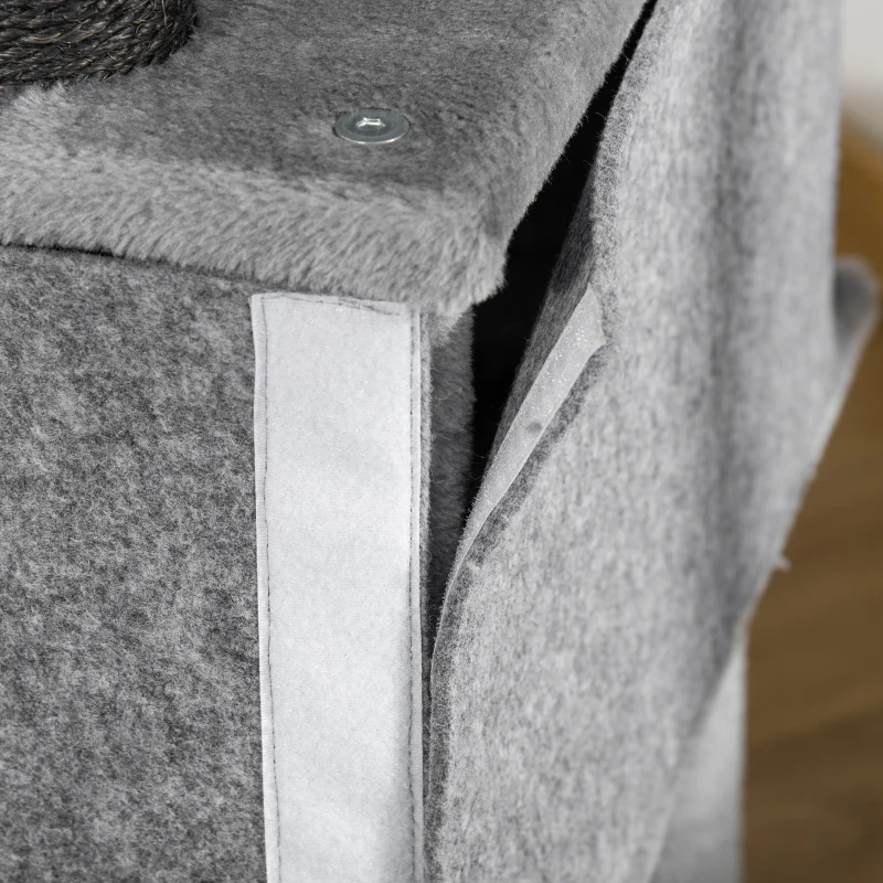 PawHut Árbol Rascador para Gatos 48x48x107 cm Torre para Gatos con Cueva de Fieltro Desmontable Hamaca Camas Plataformas Gris
