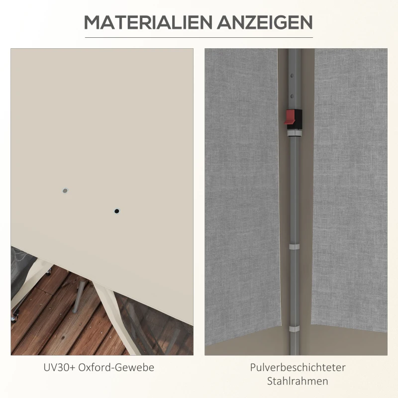 Outsunny Faltpavillon, höhenverstellbar, Netzvorhänge, Tragetasche, Metallgestell, 3 x 3 x 3 m, Beige