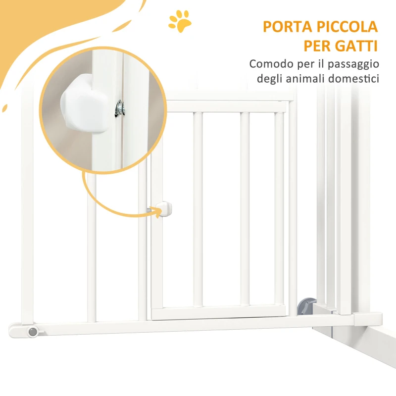 PawHut Cancellino per Cani taglia Piccola e Media con Chiusura Automatica, in Acciaio e PA, 74-100x76 cm, Bianco