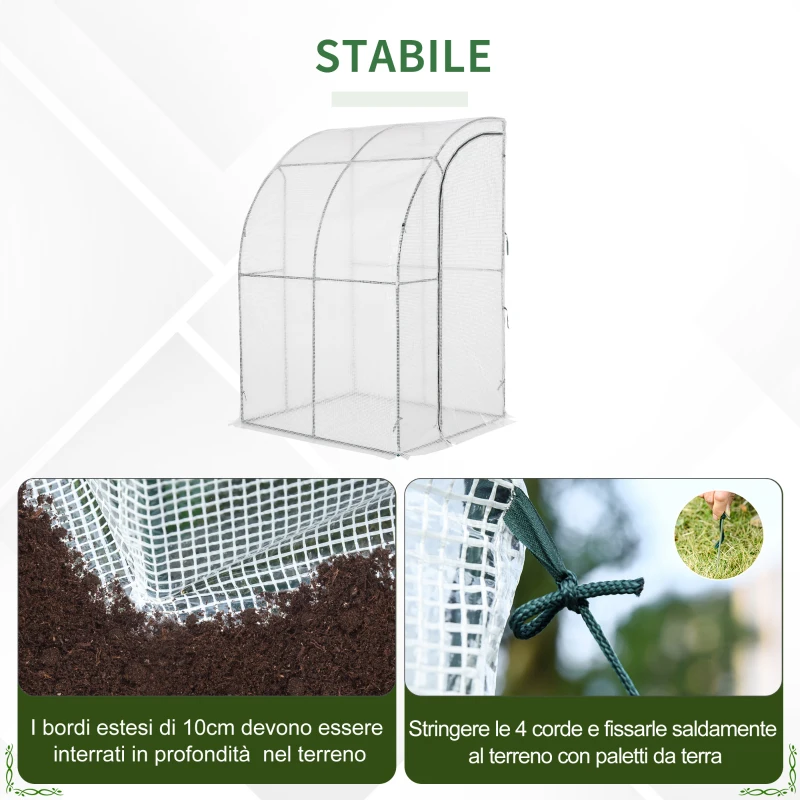 Outsunny Serra da Giardino con Copertura in PE anti UV, Serra per Piante e Fiori Compatta con Porta Avvolgibile, 143x118x212cm