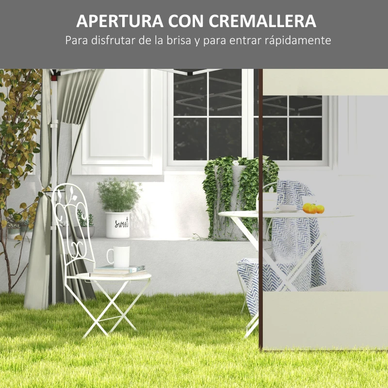 Outsunny Laterales para Carpa de Repuesto de Tela Oxford 2 Paneles de 295x195 cm con 2 Ventanas para Carpas de 6x3 m 3x3 m Crema