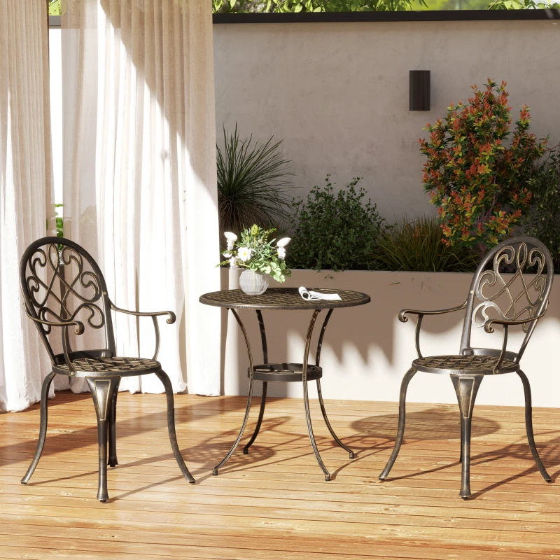 Outsunny Three-Piece Elegant Aluminium Garden Set - Bronze Tone