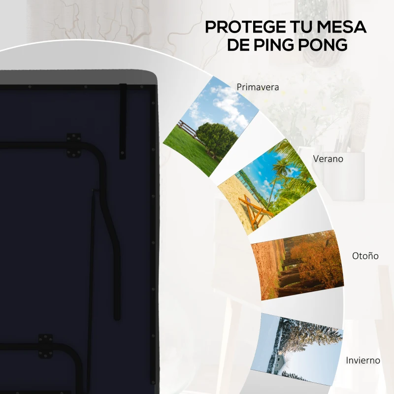 SPORTNOW Funda para Mesa de Ping-Pong con Cremallera Anti-UV e Impermeable para Interior y Exterior 275x153x5 cm Negro