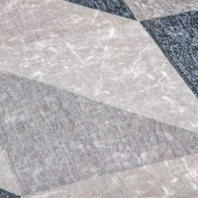 HOMCOM Teppich mit geometrischen Formen, Vliesbeschichtung, 120 x 170 cm x 0,6 cm, Dunkelgrau + Hellgrau