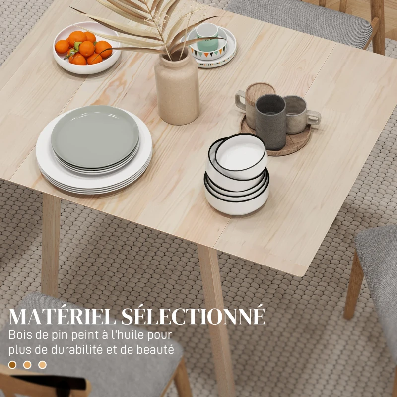 HOMCOM Table de cuisine pliable table à manger pliante avec plateau rabattable en bois pour 2 à 4 personnes bois naturel