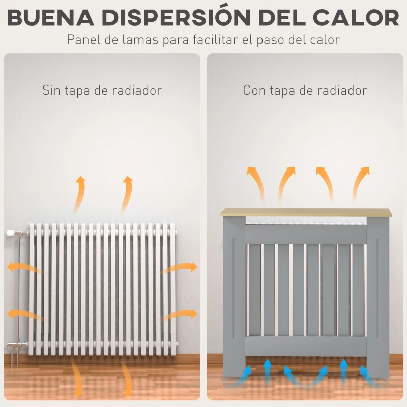 HOMCOM Cubreradiador de MDF Cubierta para Radiador para Salón Dormitorio Pasillo 78x19x83 cm Gris y Roble