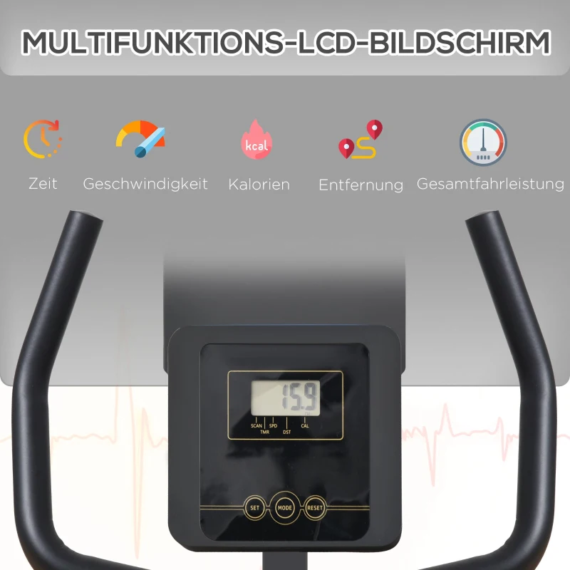 HOMCOM Heimtrainer X-Bike 2-in-1 Fahrradtrainer Trimmrad mit 1 Paar Spannseilen