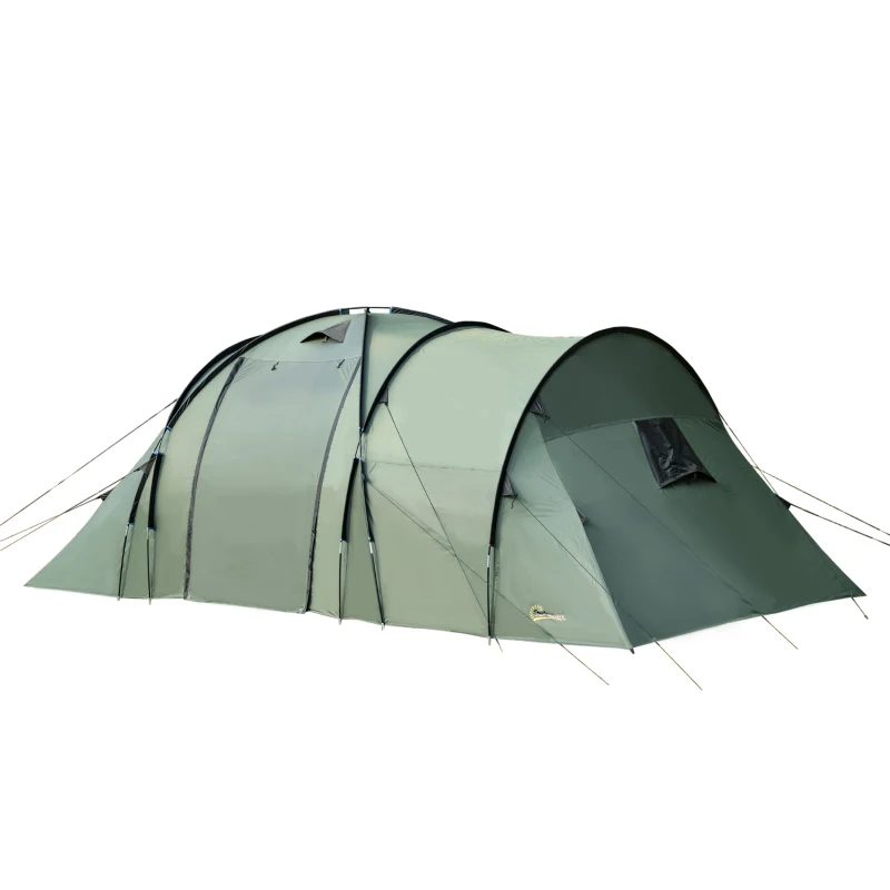 Outsunny 5 Man Camping Tent Two Bedroom Tunnel Tent Family Tent Shelter with Rainfly and Carry Bag for Backpacking Hiking Festival, 5.8 x 2.6 x 2m