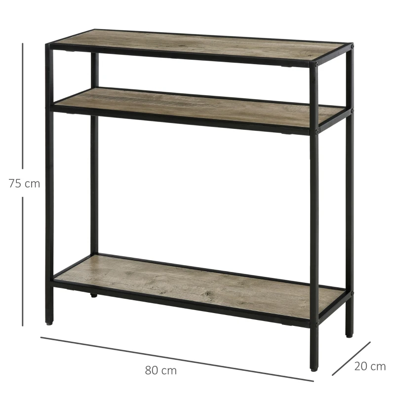 Outsunny Estantería para Plantas Flores Macetas Bastidores de 3 Niveles con Placa Antivuelco para Interiores y Exteriores 80x20x75 cm Madera