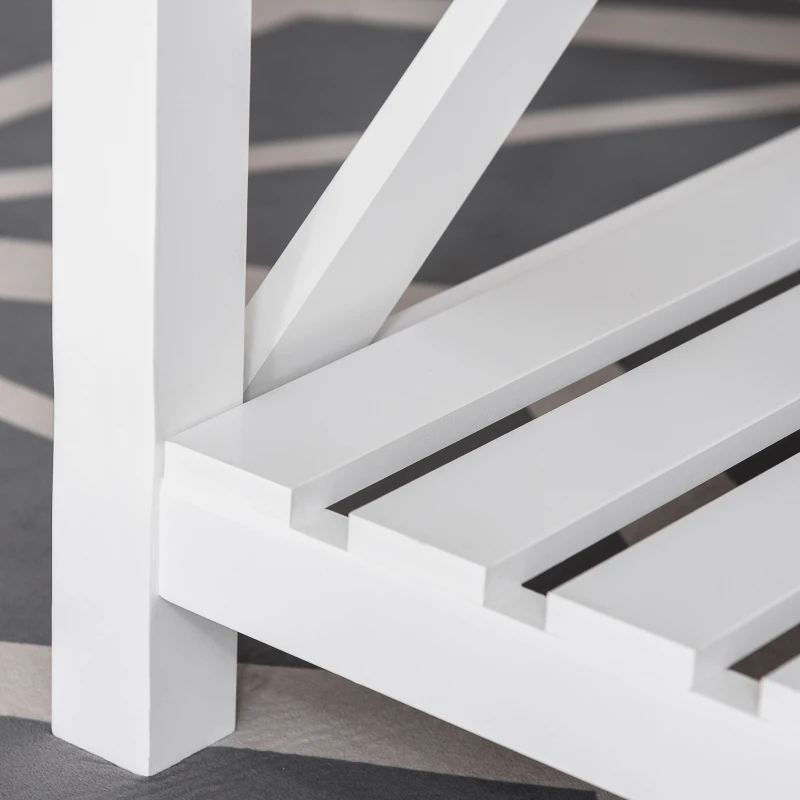 HOMCOM Table Basse rectangulaire dim. 116L x 60l x 48H cm étagère à Lattes Plateau Imitation chêne Clair MDF Blanc