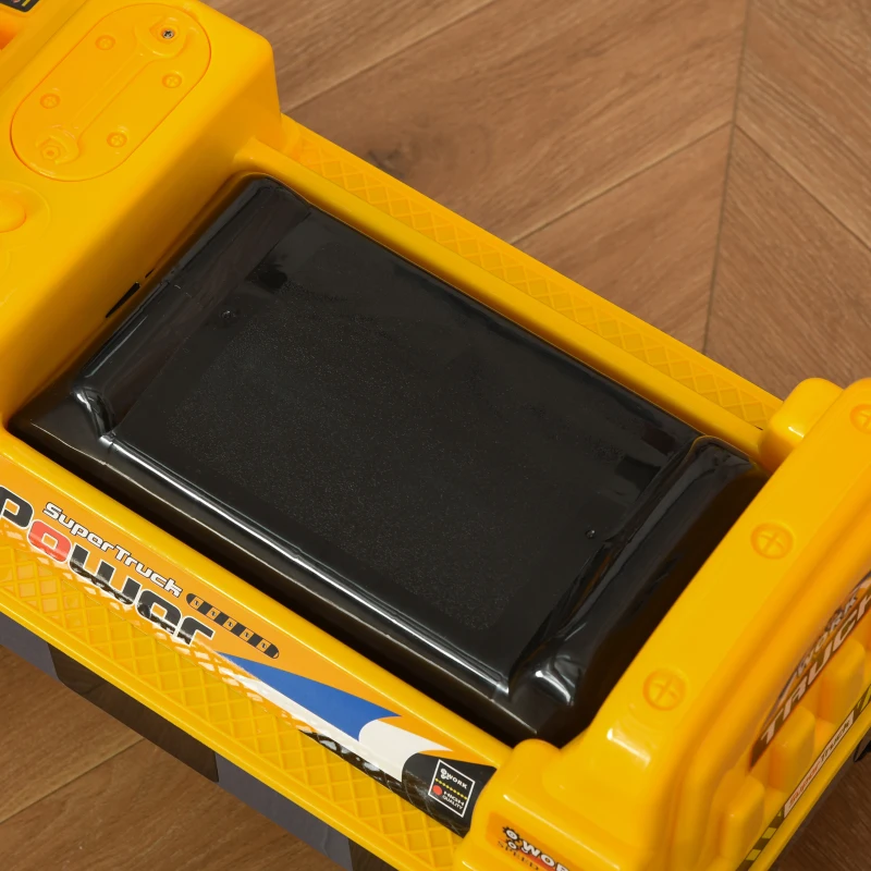 HOMCOM Porteur Enfant tractopelle 2-3 Ans Pelleteuse articulée avec Pince Incluse Effets sonores Lumineux PP Jaune(m-8)