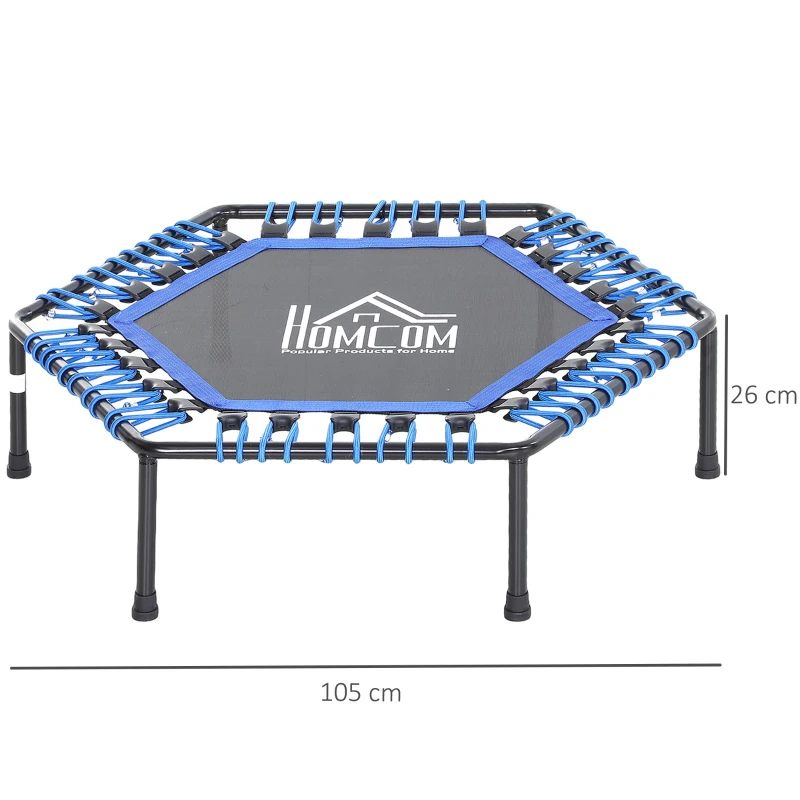 HOMCOM Fitness-Trampolin, Trampolin für Joga, Gartentrampolin, Stahl+Kunststoff, Blau, Ø105 x 26H cm