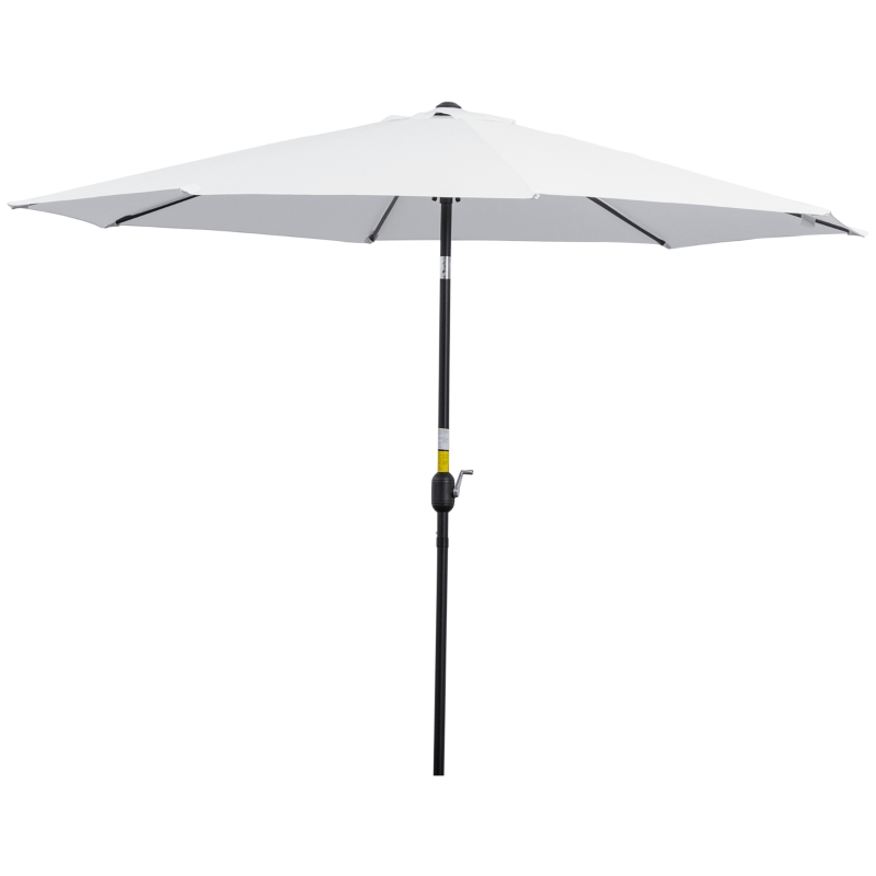 Outsunny Parasol de jardin extérieur Parasol droit inclinable Ø 3 m en métal Rond Polyester 180g/m² manivelle inclinable Blanc