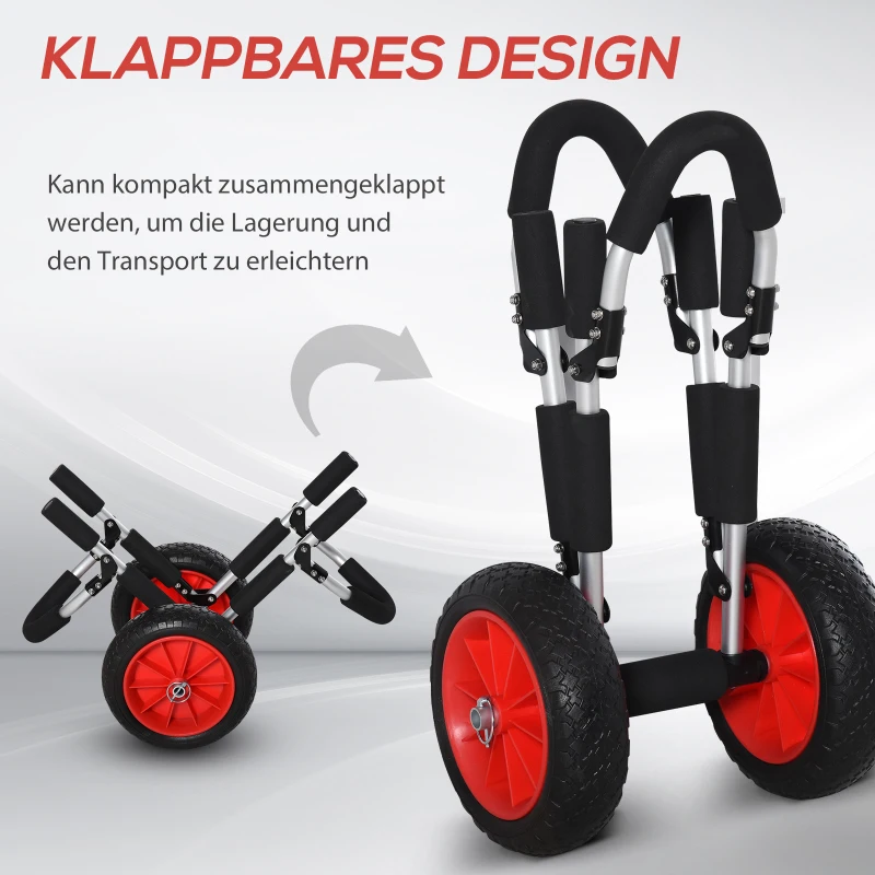 HOMCOM Surfwagen klappbar bis 45 kg AluTransportwagen Kajakwagen klappbar gepolstert Kunstleder-Reifen Bootswagen Surfwagen Bootstrailer Trolley für Surfbrett Board Schlauchboot