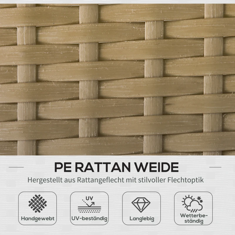 Outsunny 3 tlg. Rattan Gartenmöbel-Set, PE-Rattan, 1 Ecksofa, 1 Liege, inkl. Kissen, wetterbeständig, Kaffee +Creme