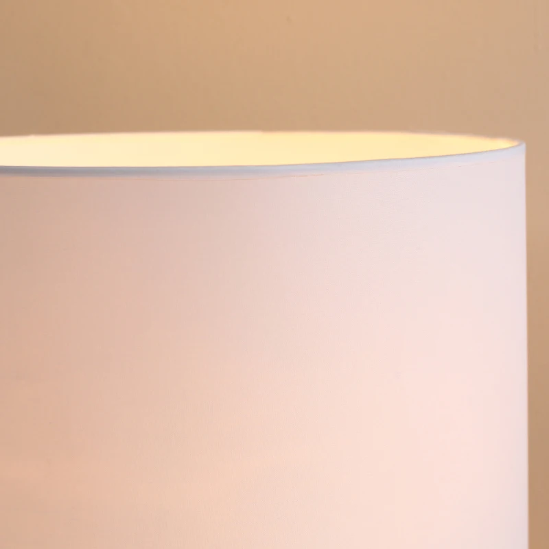 HOMCOM Lámpara de Pie con Trípode de Metal E27 Máx. 40W Pantalla de Tela e Interruptor de Pie Lámpara de Suelo Moderna para Salón Dormitorio Ø53x144 cm Blanco y Dorado