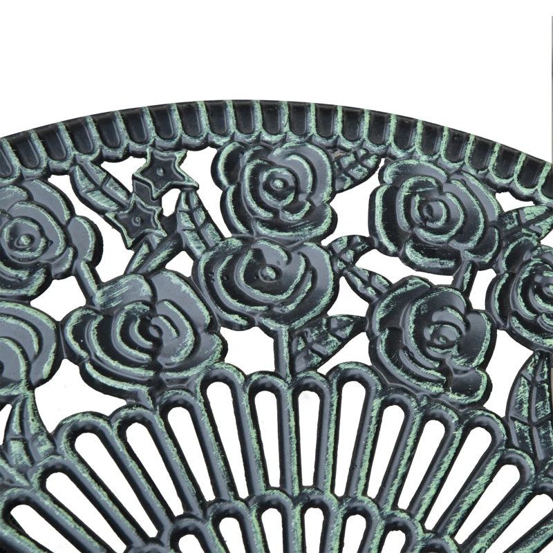 Outsunny Bistroset Gartenset für 2 Personen Balkonmöbel Set Gussaluminium Antik Grün