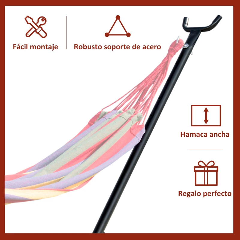 Outsunny Soporte para Hamaca de Metal Ajustable y Resistente para Interior y Exterior 286x117x110 cm Negro