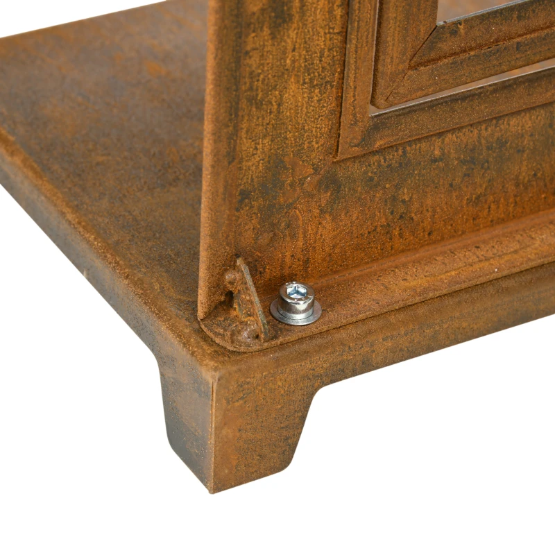 Outsunny Dekorativer Fensterrahmen für den Garten, Vintage-Design, 55 cm x 19 cm x 80 cm, Metall, Braun