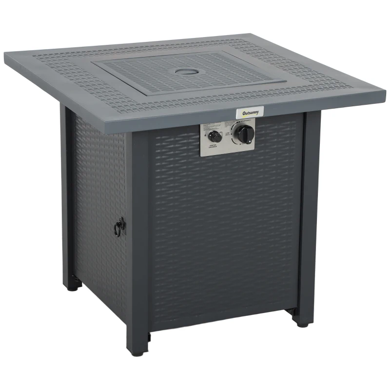 Outsunny 71 x 71cm 40000 BTU Gas Firepit Table - Black/Dark Grey