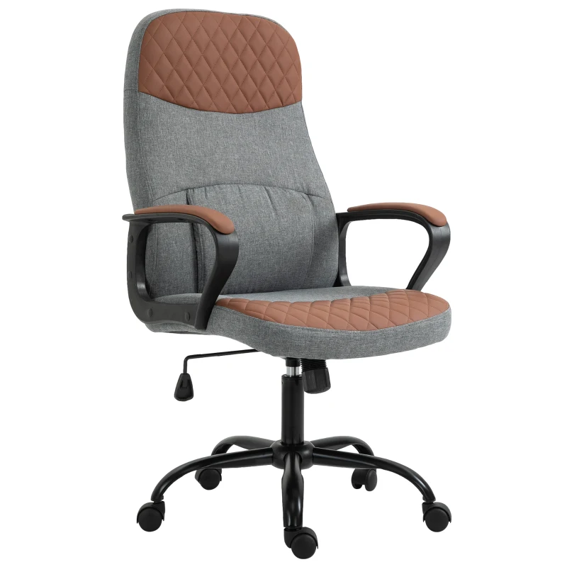 Vinsetto Bürostuhl Massage höhenverstellbarer Chefsessel Gamingstuhl mit Massagefunktion ergonomischer Drehstuhl Massage Sessel PU-Leder Stahl Grau+Braun 60 x 70 x 109-119 cm