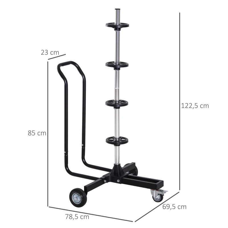 HOMCOM Felgenbaum fahrbar Felgenbaumwagen mit Rollen, Reifenständer bis 255 mm Reifenbreite Reifenwagen für 4 Autoreifen Felgenständer 100kg belastbar