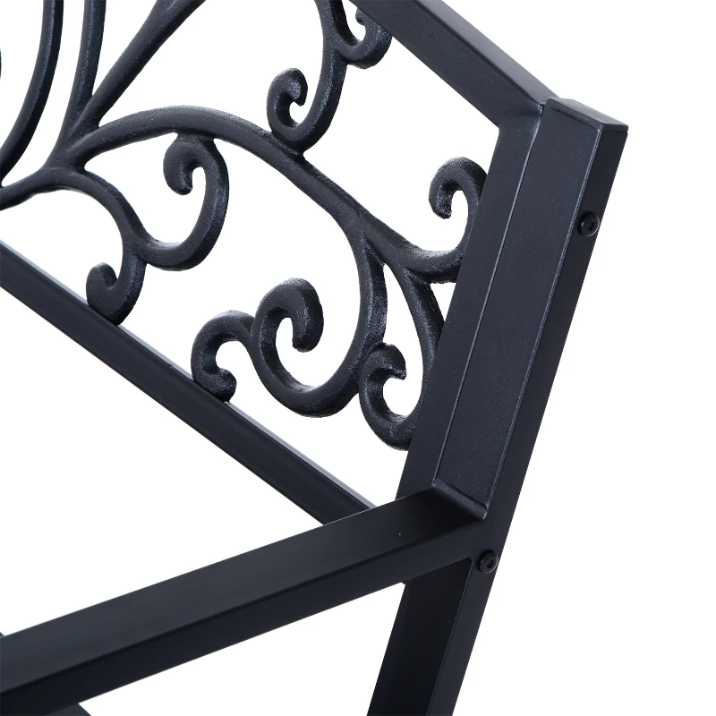 Outsunny Banc de jardin terrasse en acier fonte noir 3 places 127 x 60 x 85 cm charge max 240 Kg