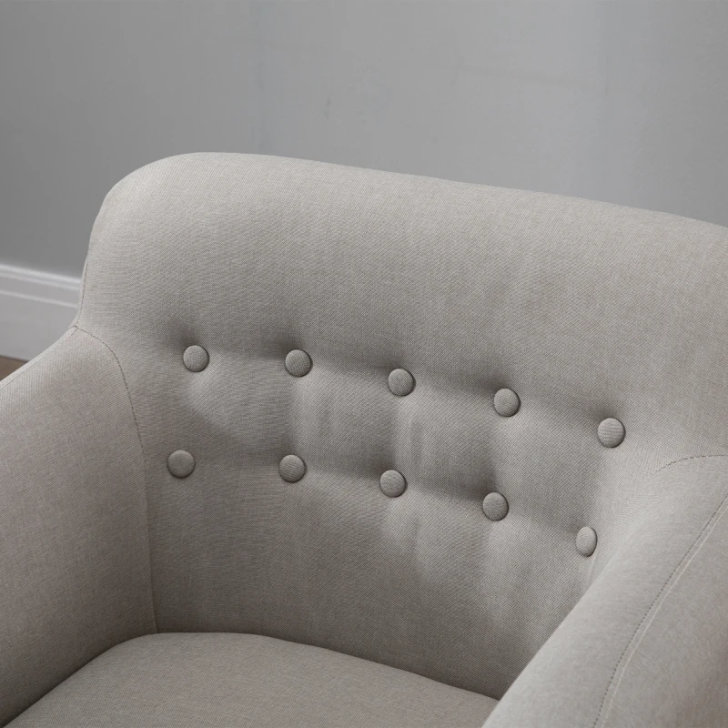 HOMCOM Butaca Moderna con Patas de Madera Sillón Individual estilo Nórdico Acolchado para Salón Dormitorio 71x62x78 cm Beige