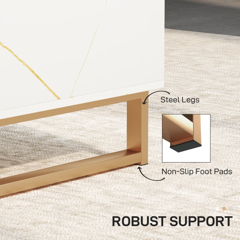 HOMCOM Elegant Marble Effect Storage Coffee Table - White