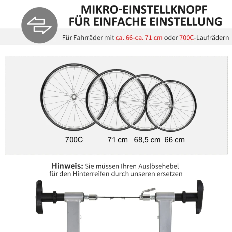 HOMCOM Rollentrainer, Fahrradtrainer, Magnetwiderstand, klappbar, Stahl, 54,5 x 47,2 x 39,1cm