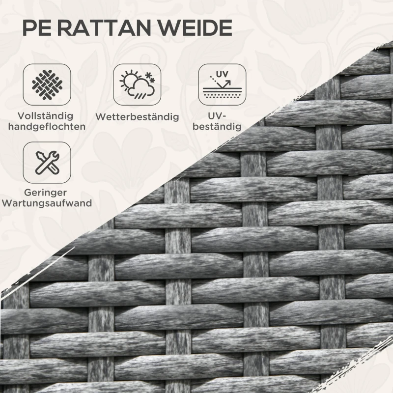 Outsunny Grillwagen BBQ-Wagen Servierwagen, 1 Ablage, PE-Rattan, 79 cm x 52 cm x 82 cm, Grau