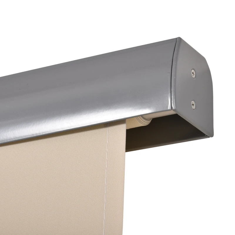 Outsunny Senkrechtmarkise Balkonmarkise Vertikalmarkise Windschutz Seitenrollo Sichtschutz mit Handkurbel Polyesterstoff+Aluminium Cremeweiß 250 x 160 cm