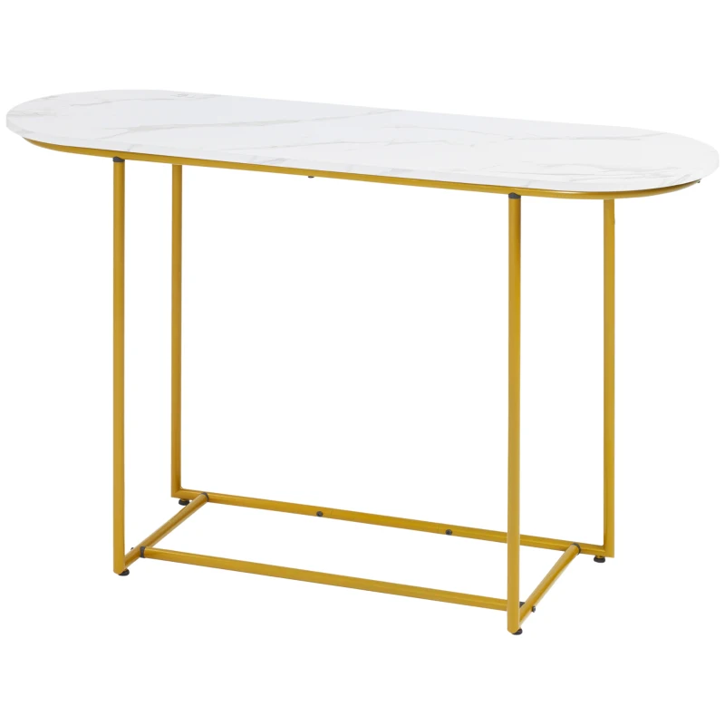 HOMCOM Konsolentisch in Artdeco-Design, Marmoroptik, Weiß + Gold