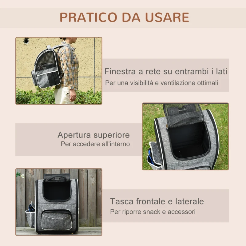 PawHut Trasportino Per Cani con Ingresso a Cerniere e Finestra a Rete, in Tessuto Oxford e Poliestere, 43x33x51.5 cm