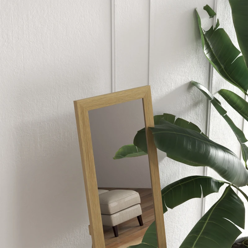 HOMCOM Specchio con Cornice in MDF con Piedini e Ganci per Utilizzo a Muro o a Parete, 37x40x155 cm