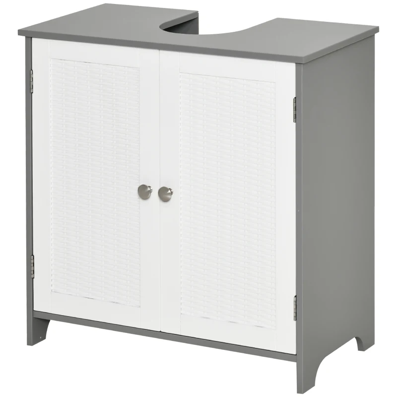 kleankin Mueble para Debajo del Lavabo Armario Baño de Suelo de Madera con 1 Armario de 2 Estantes Interior 60x30x60 cm Blanco