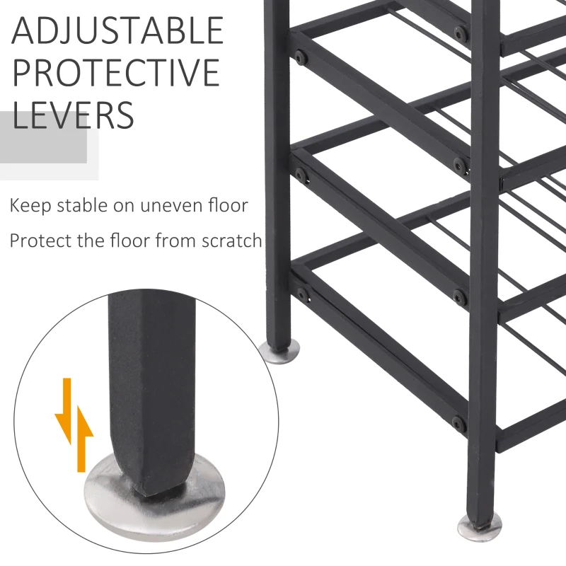HOMCOM Scaffale Portabottiglie 6 Bottiglie su 9 Livelli, Totale: 54 in Acciaio Resistente all'Umidità Salvaspazio Nero 63x25x91cm 90kg(intero)