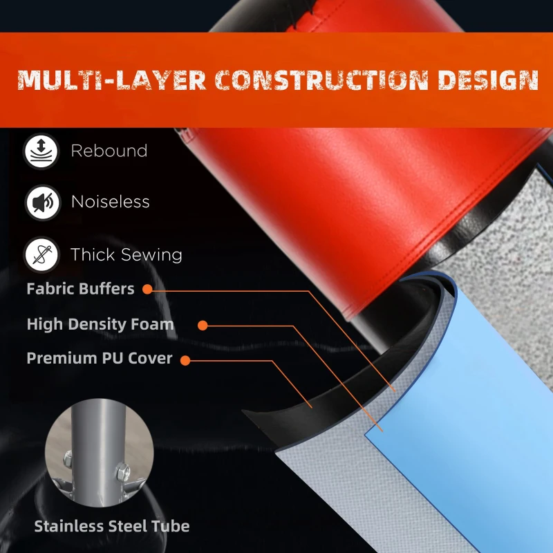 HOMCOM 70'' Adult Freestanding Boxing Punch Bag Stand w/ Fillable Base Absorption Springs Suction Cups Professional Work Out Home Gym