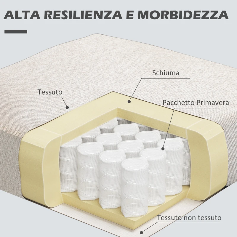 HOMCOM Poltrona Moderna d'Arredo con Cuscino Extra, in Tessuto Effetto Lino e Acciaio, 73x81x82 cm, Bianco Crema