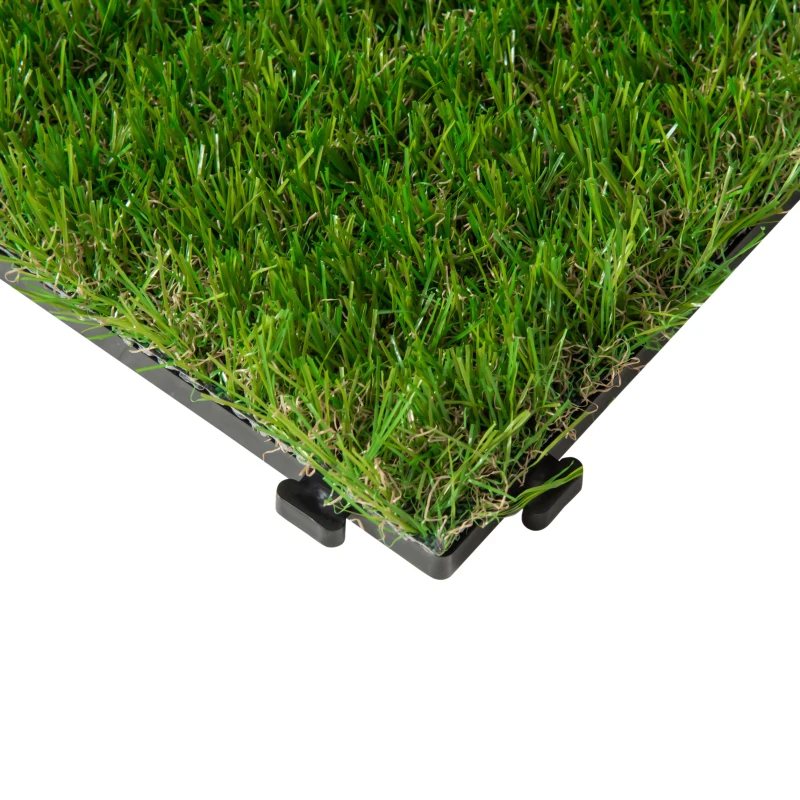Outsunny Gazon synthétique Artificiel Set de 20 Dalles Carreaux 30 x 30 cm épaisseur Confort 3,5 cm à emboîter Vert