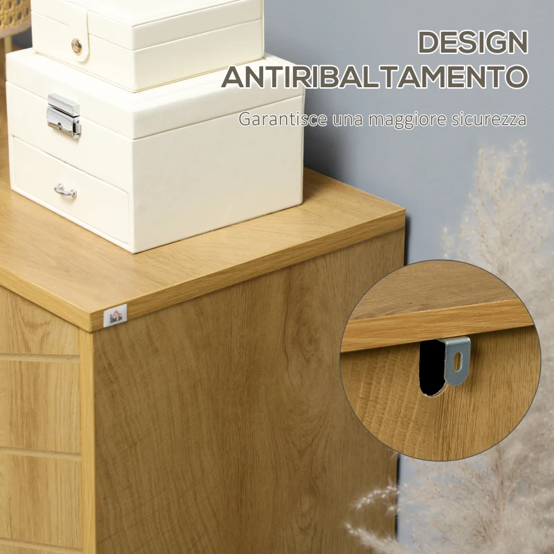 HOMCOM Mobile Multiuso Stile Vintage in Legno con Due Ripiani interni, 60x30x76cm