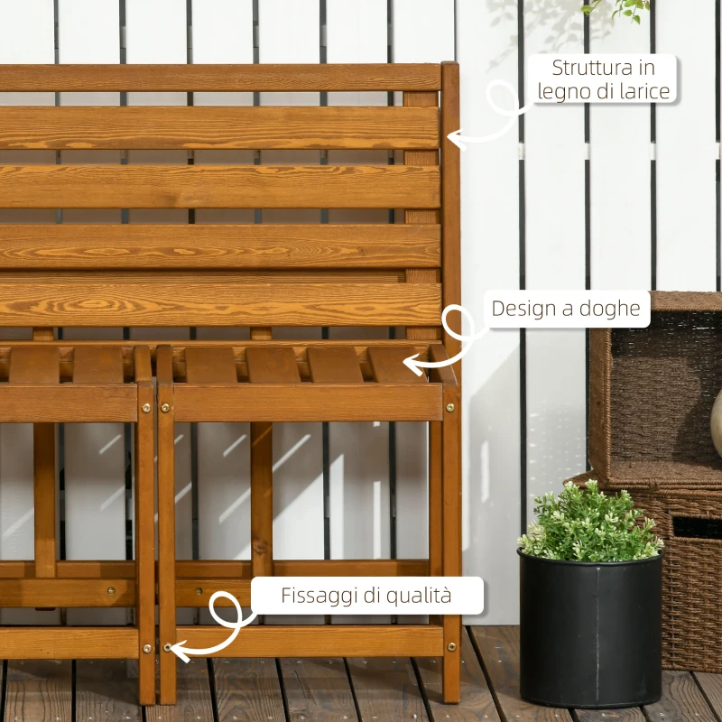 Outsunny Set da Giardino 2 in 1, Tavolo e Sedie da Giardino o Panca da Giardino per 2 Persone color Teak